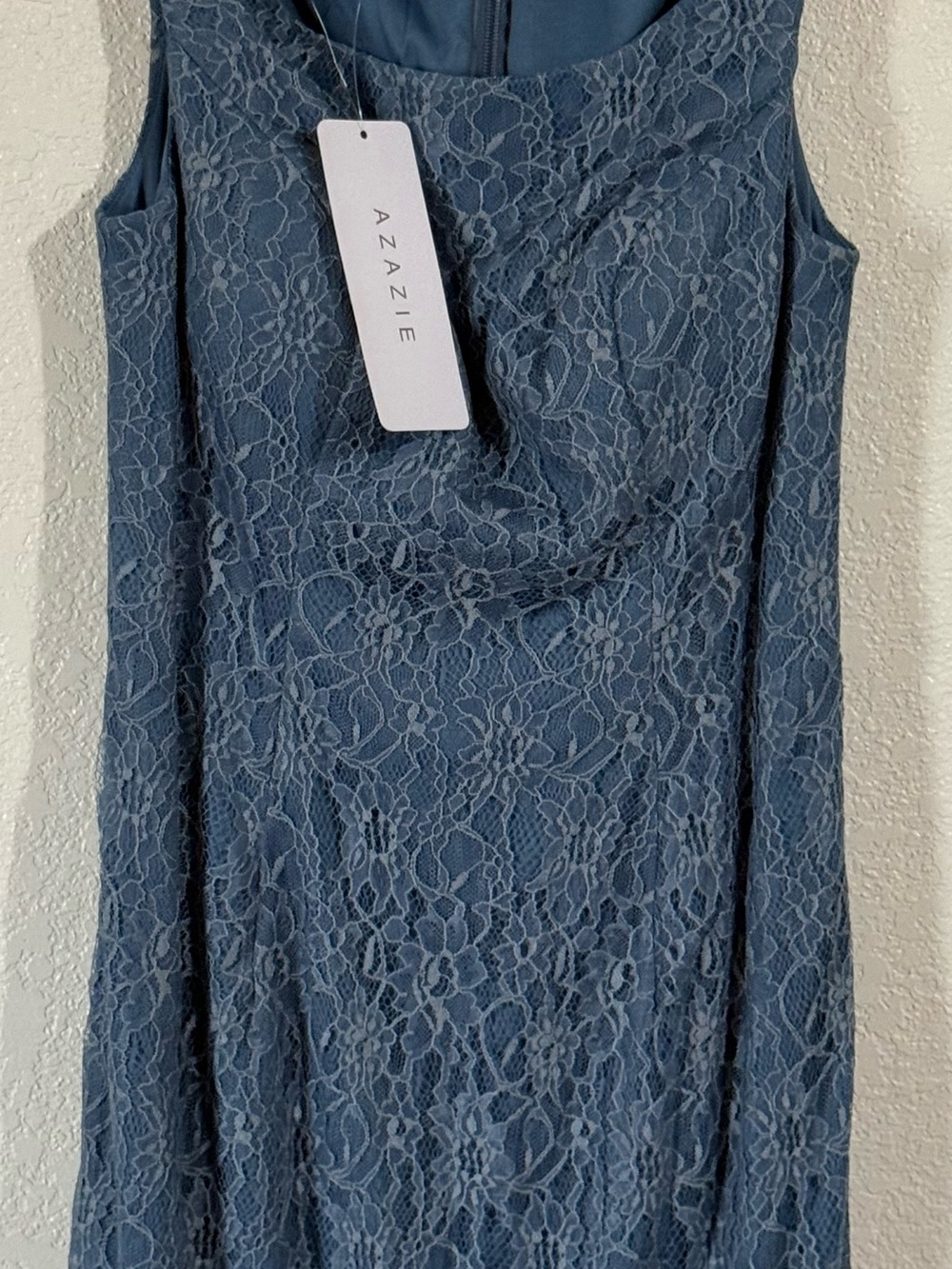 Azazie Lace Camisole Mother of the Bride Dress— Slate Blue